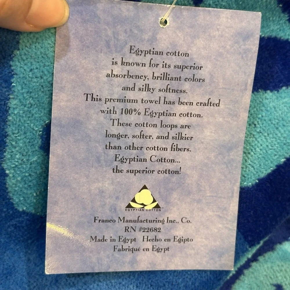Franco‎ Egyptian Cotton Beach Towel NWT Blue Fish Oversized 72 x 39